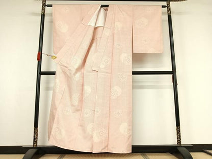 平和屋着物▽上質な紬　単衣　正倉院花文　正絹　逸品　AABK3692jh