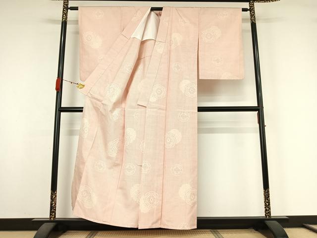 平和屋着物▽上質な紬　単衣　正倉院花文　正絹　逸品　AABK3692jh
