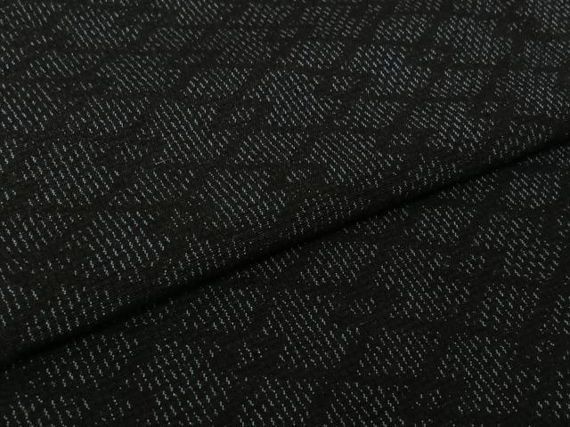 平和屋着物▽上質な紬　単衣　幾何学文様　正絹　逸品　AABK3701jh