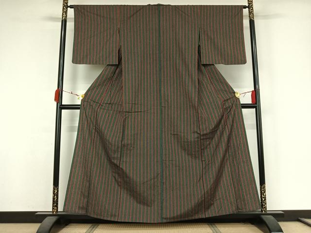平和屋着物▽小紋　単衣　縞　AABK3705jh