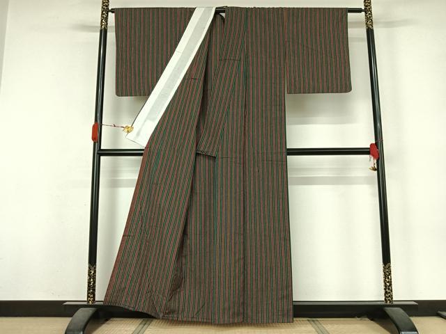 平和屋着物▽小紋　単衣　縞　AABK3705jh