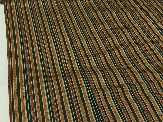 平和屋着物▽上質な紬　単衣　縞　正絹　逸品　AABK3706jh