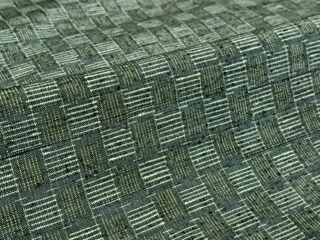 平和屋着物▽上質な紬　単衣　幾何学文様　正絹　逸品　AABK3707jh