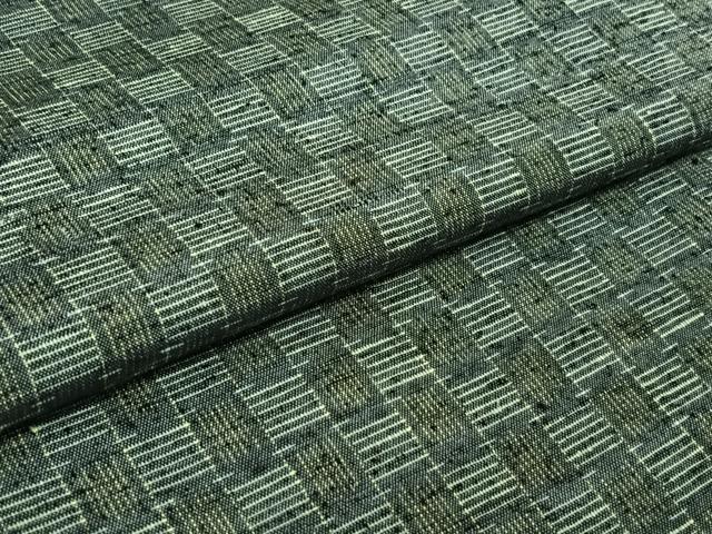 平和屋着物▽上質な紬　単衣　幾何学文様　正絹　逸品　AABK3707jh