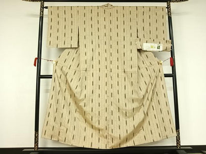 平和屋着物▽ぜんまい紬　単衣　蚊絣　反端付き　正絹　逸品　AABK3709jh