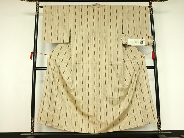 平和屋着物▽ぜんまい紬　単衣　蚊絣　反端付き　正絹　逸品　AABK3709jh