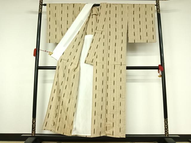 平和屋着物▽ぜんまい紬　単衣　蚊絣　反端付き　正絹　逸品　AABK3709jh