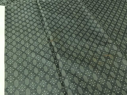 平和屋着物▽お召　単衣　幾何学文様　正絹　逸品　AABK3712jh
