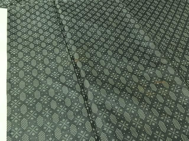 平和屋着物▽お召　単衣　幾何学文様　正絹　逸品　AABK3712jh