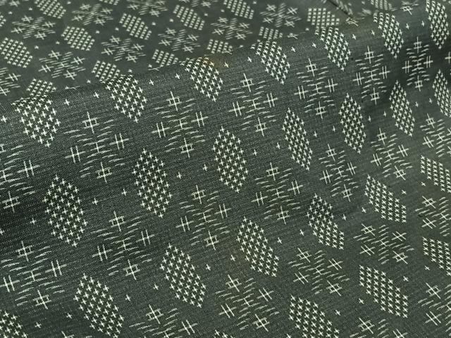 平和屋着物▽お召　単衣　幾何学文様　正絹　逸品　AABK3712jh