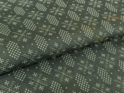 平和屋着物▽お召　単衣　幾何学文様　正絹　逸品　AABK3712jh