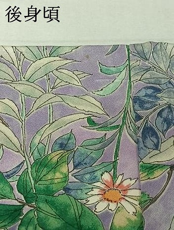 平和屋着物▽上質な小紋　単衣　手描き　草花文　正絹　逸品　AABK3716jh