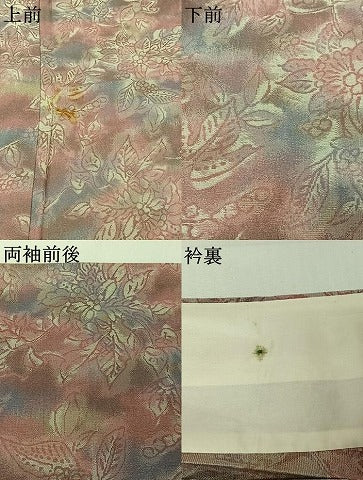 平和屋着物▽お召　単衣　草花文　正絹　逸品　AABK3717jh