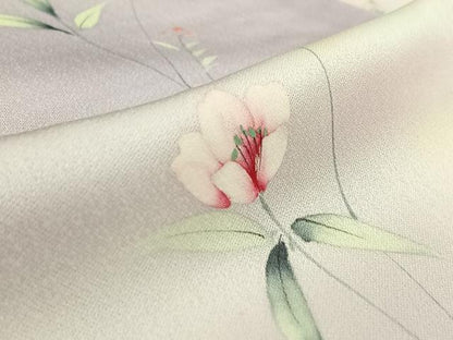 平和屋着物▽上質な小紋　単衣　手描き　草花文　暈し染め　正絹　逸品　AABK3718jh
