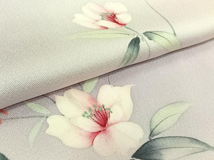平和屋着物▽上質な小紋　単衣　手描き　草花文　暈し染め　正絹　逸品　AABK3718jh
