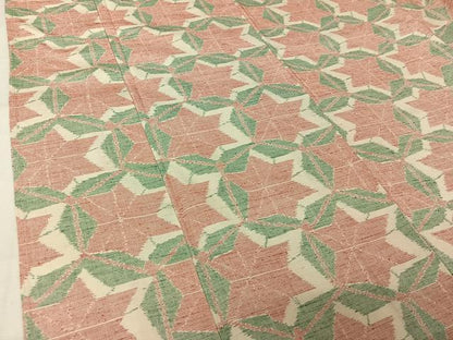 平和屋着物▽上質な紬　単衣　麻の葉文様　正絹　逸品　AABK3721jh