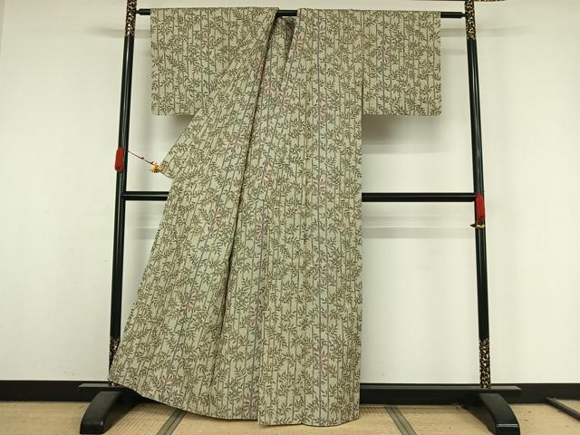 平和屋着物▽小紋　単衣　笹竹文　AABK3722jh