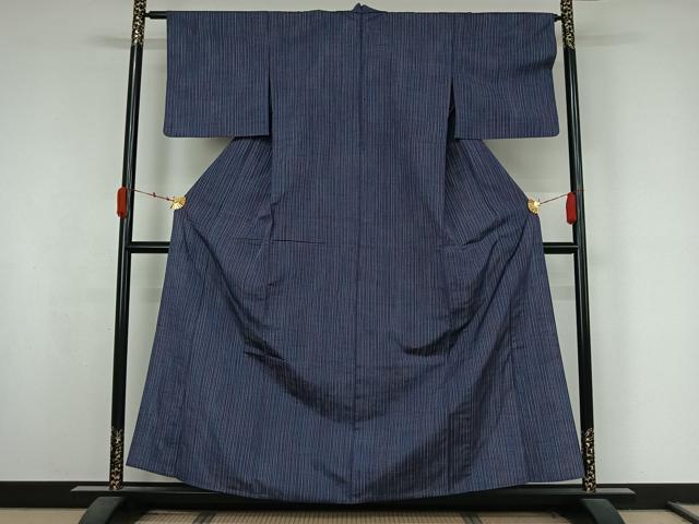 平和屋着物▽上質な紬　単衣　縞　正絹　逸品　AABK3723jh