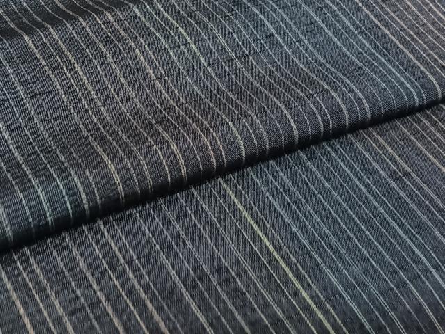 平和屋着物▽上質な紬　単衣　縞　正絹　逸品　AABK3723jh
