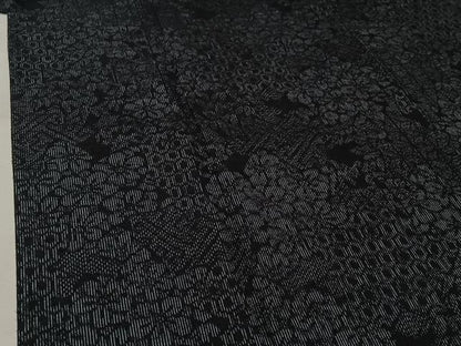 平和屋着物▽結城紬　単衣　草花文　証紙付き　正絹　逸品　AABK3724jh