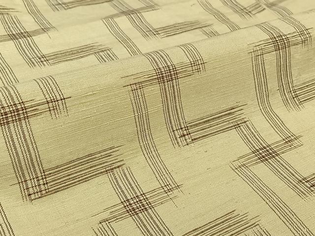 平和屋着物▽上質な紬　単衣　幾何学文様　正絹　逸品　AABK3727jh