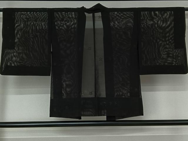 平和屋着物▽羽織　スリーシーズン　春夏秋　塵除け　舞葉文　黒地　正絹　逸品　AABK3728jh