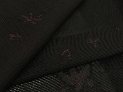 平和屋着物▽羽織　スリーシーズン　春夏秋　塵除け　舞葉文　黒地　正絹　逸品　AABK3728jh