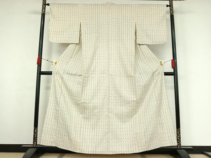 平和屋着物▽上質な紬　単衣　縞　正絹　逸品　AABK3732jh