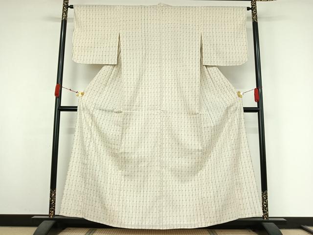 平和屋着物▽上質な紬　単衣　縞　正絹　逸品　AABK3732jh