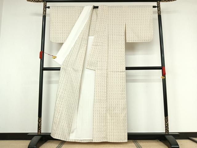 平和屋着物▽上質な紬　単衣　縞　正絹　逸品　AABK3732jh