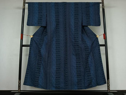 平和屋着物▽小紋　単衣　花間道　洗える着物　AABK3734jh