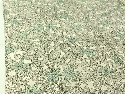 平和屋着物▽上質な小紋　単衣　草葉文　正絹　逸品　AABK3736jh