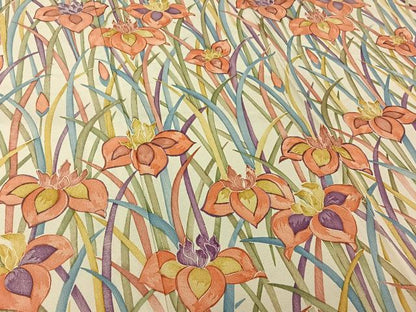 平和屋着物▽訪問着　単衣　手描き　燕子花　正絹　逸品　AABK3739jh