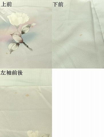 平和屋着物▽訪問着　単衣　手描き　枝花文　暈し染め　正絹　逸品　AABK3740jh