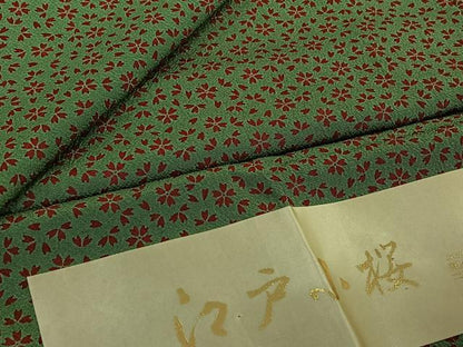 平和屋着物▽江戸小紋　単衣　舞花文　両面染め　東レシルック　反端付き　洗える着物　AABK3743jh