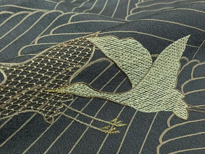 平和屋着物▽豪華色留袖　単衣　刺繍　飛鶴文　金糸　正絹　逸品　AABK3745jh