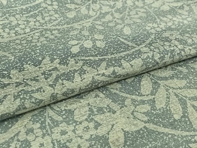 平和屋着物▽上質な紬　単衣　草花文　正絹　逸品　AABK3749jh