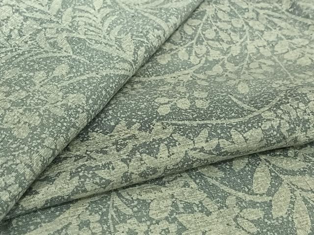 平和屋着物▽上質な紬　単衣　草花文　正絹　逸品　AABK3749jh