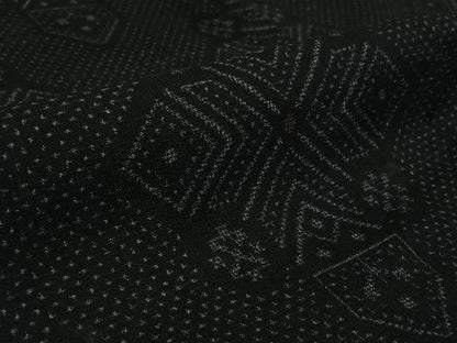 平和屋着物▽上質な紬　単衣　幾何学文様　正絹　逸品　AABK3750jh