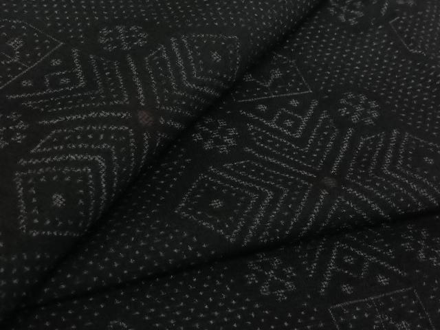 平和屋着物▽上質な紬　単衣　幾何学文様　正絹　逸品　AABK3750jh