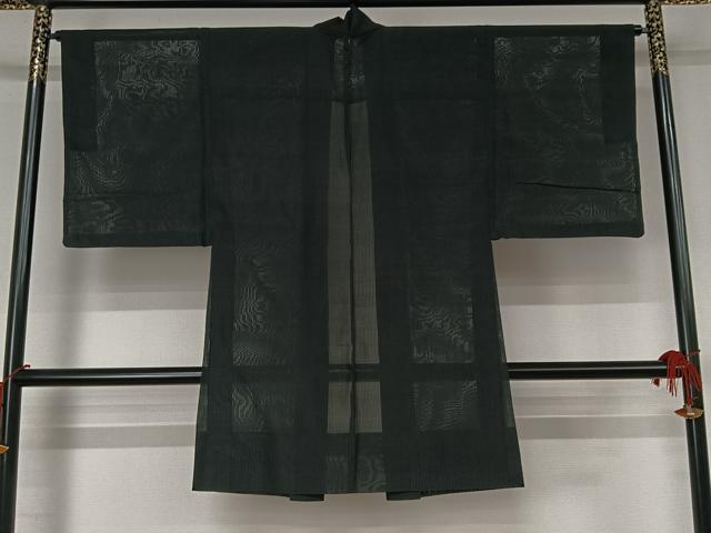 平和屋着物▽男性　長羽織　スリーシーズン　春夏秋　塵除け　縞　正絹　逸品　AABK3752jh