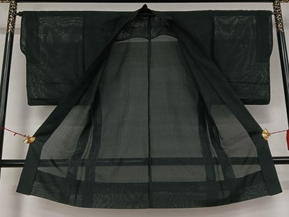 平和屋着物▽男性　長羽織　スリーシーズン　春夏秋　塵除け　縞　正絹　逸品　AABK3752jh