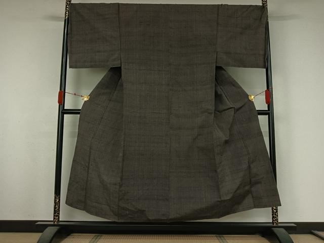 平和屋着物▽男性　紬　単衣　霞文　正絹　逸品　AABK3753jh