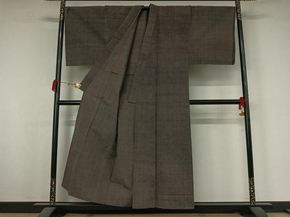 平和屋着物▽男性　紬　単衣　霞文　正絹　逸品　AABK3753jh
