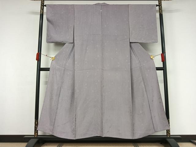 平和屋着物▽上質な色無地　単衣　舞葉地紋　鴇鼠色　正絹　逸品　AABK3754jh
