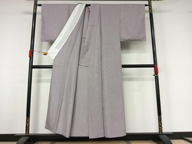 平和屋着物▽上質な色無地　単衣　舞葉地紋　鴇鼠色　正絹　逸品　AABK3754jh