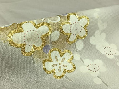 平和屋着物▽訪問着　単衣　友禅　駒刺繍　松竹梅　暈し染め　金彩　正絹　逸品　AABK3755jh