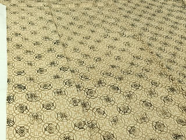 平和屋着物▽上質な小紋　単衣　型染め　花丸文　正絹　逸品　AABK3756jh