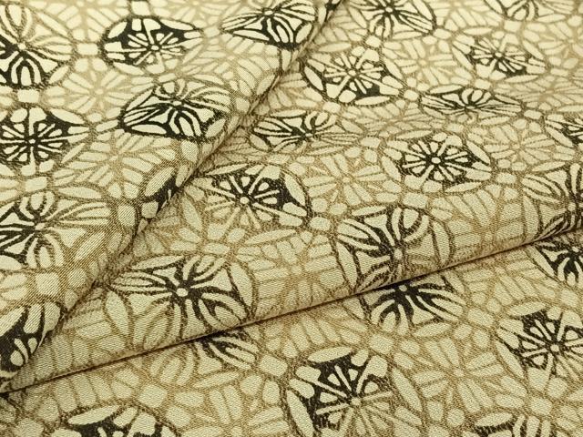 平和屋着物▽上質な小紋　単衣　型染め　花丸文　正絹　逸品　AABK3756jh