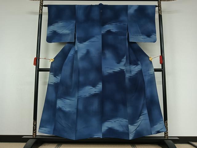 平和屋着物▽上質な小紋　単衣　霞文　暈し染め　正絹　逸品　AABK3757jh